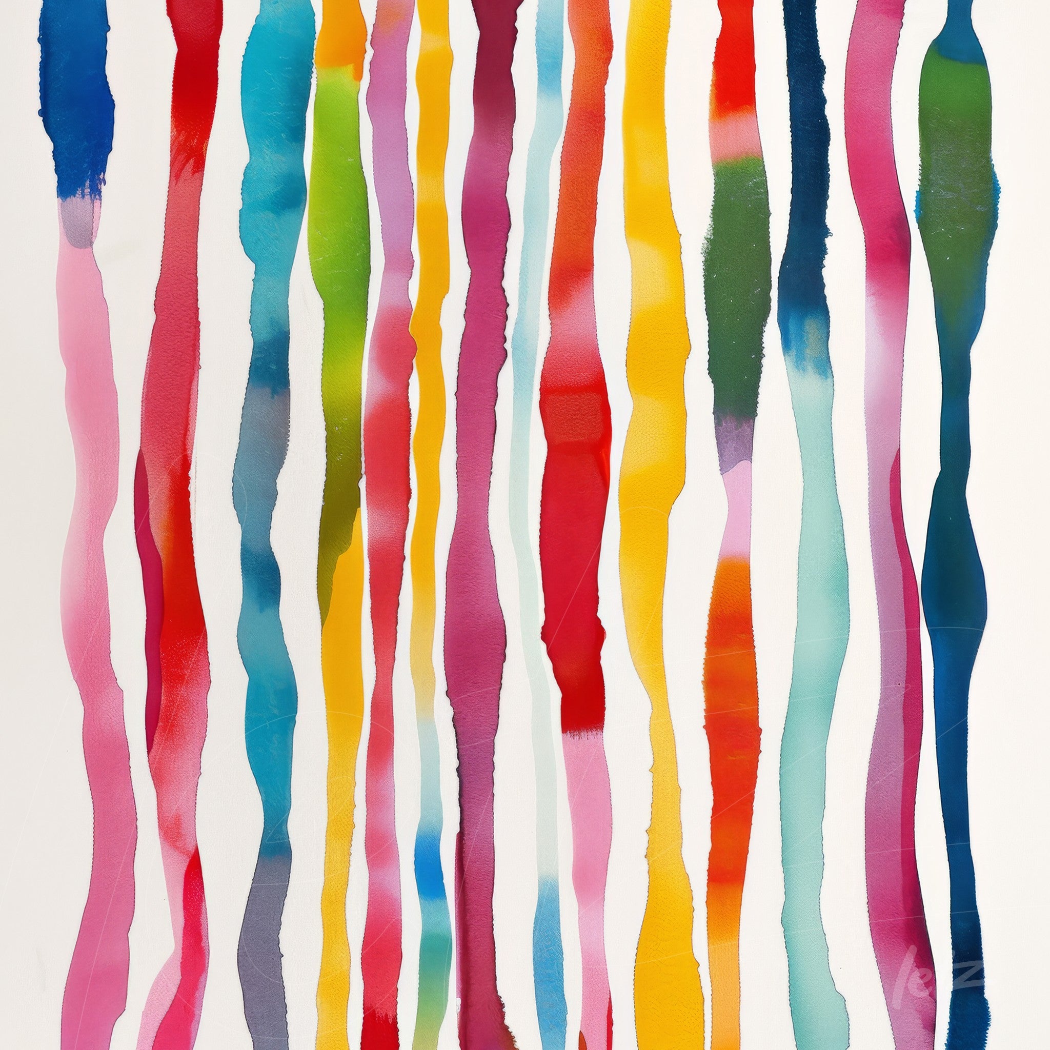 abstract art featuring vibrant vertical stripes in flowing colors