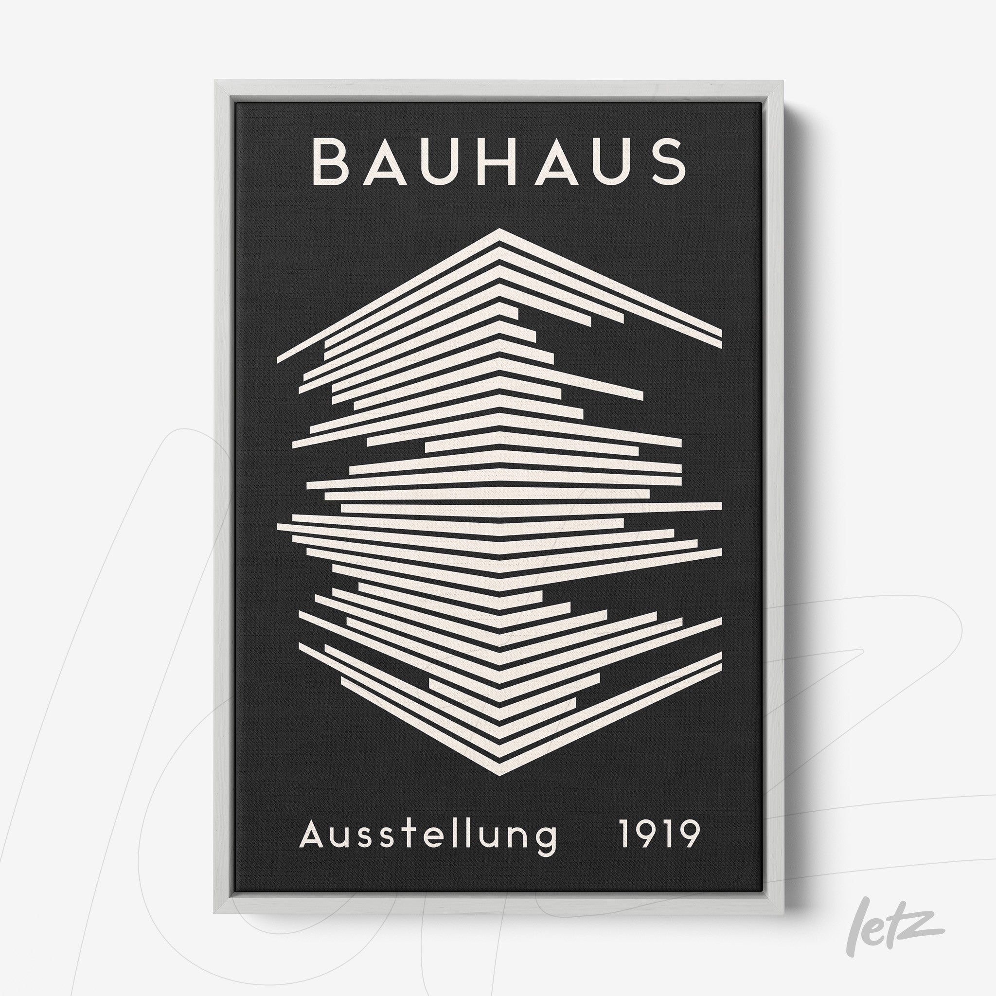 poster print featuring bauhaus geometric design with thin light frame