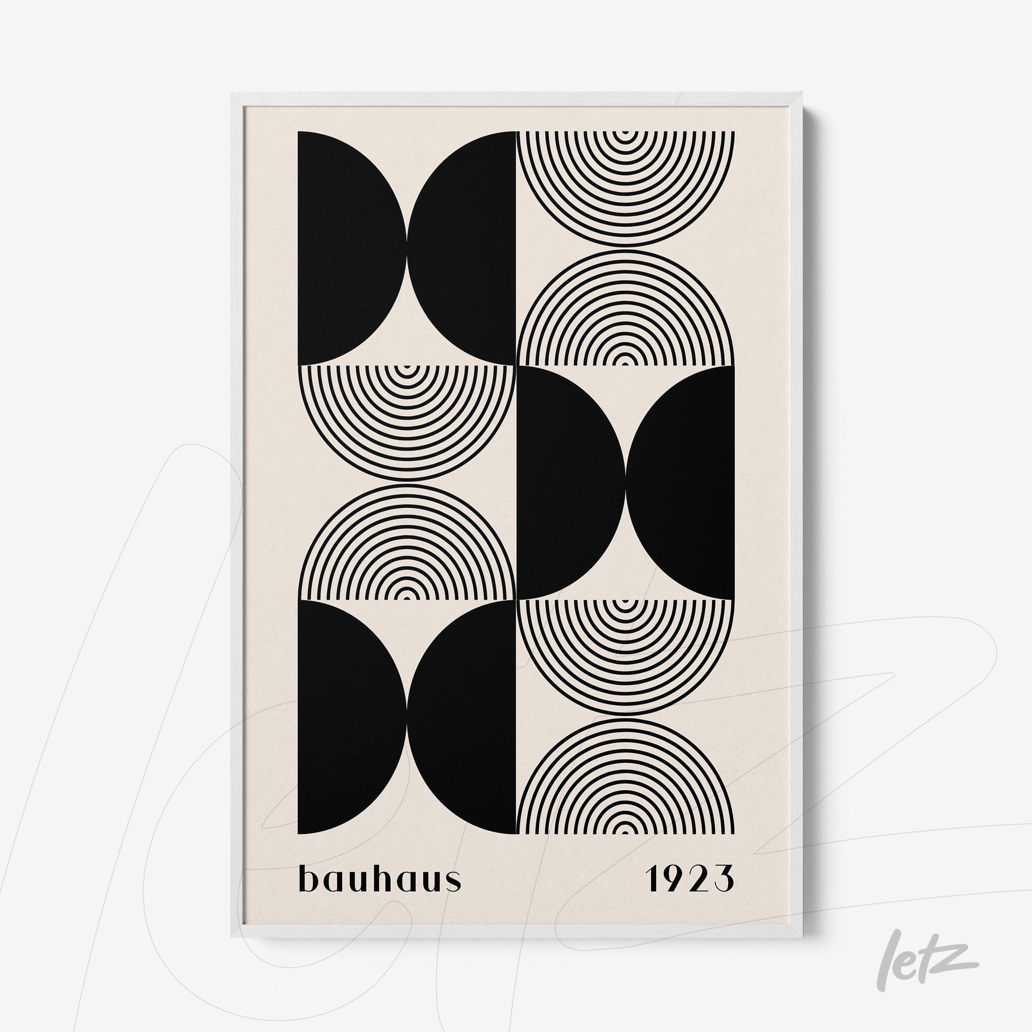 geometric bauhaus style poster art in white frame