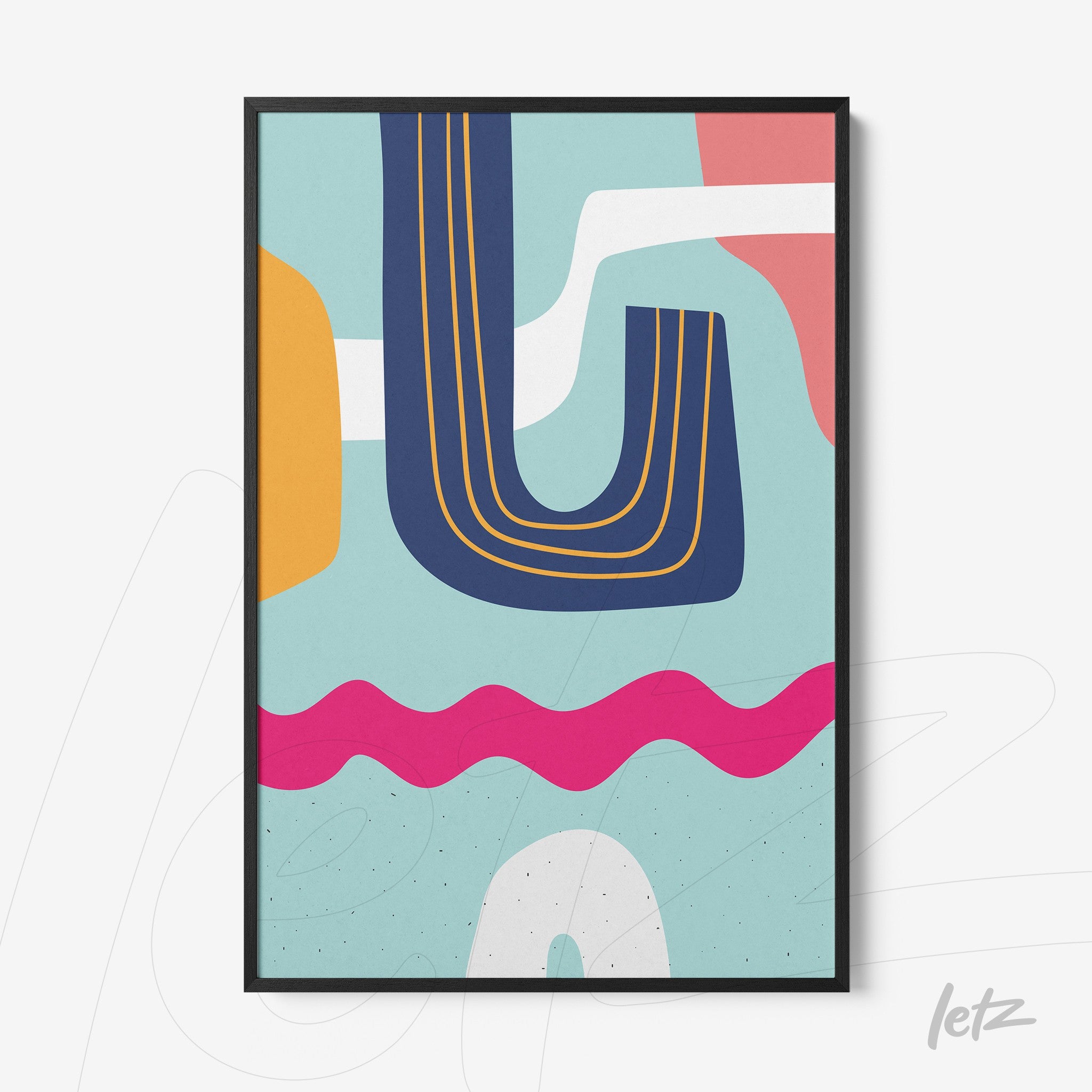 ```json
{
"alt": "quadro boho com formas geométricas e cores modernas em moldura preta",
"alt_en": "boho style framed art with geometric shapes and modern colors in black frame"
}
```