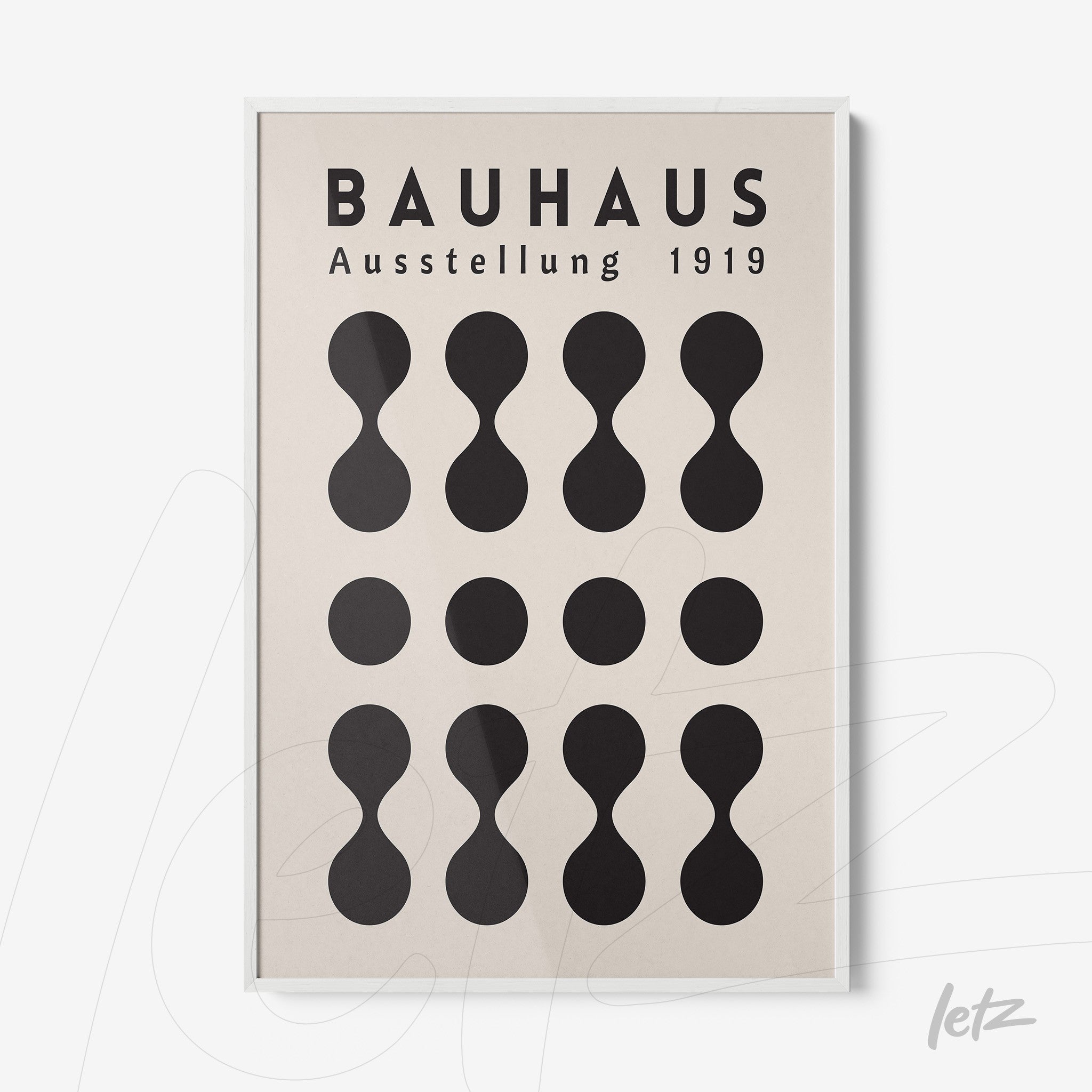 minimalist Bauhaus style poster print with white frame