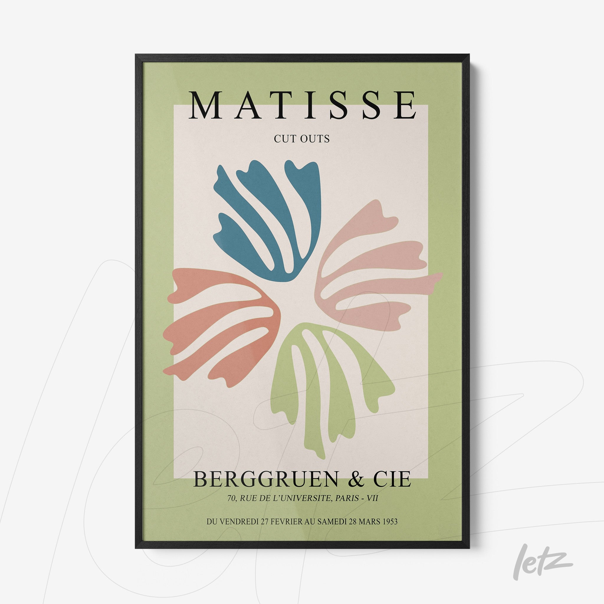 decorative wall art inspired by Matisse in black frame