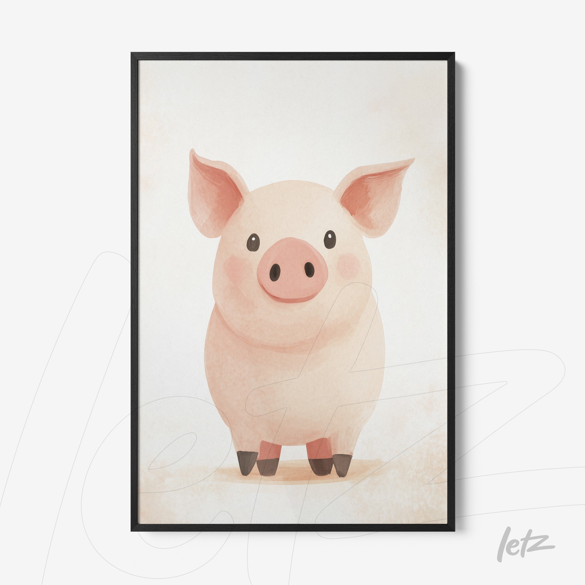 Letz-Quadro-Preview-Filete-com-Vidro-Preta_animais-fofinhos-porquinho-1.jpg