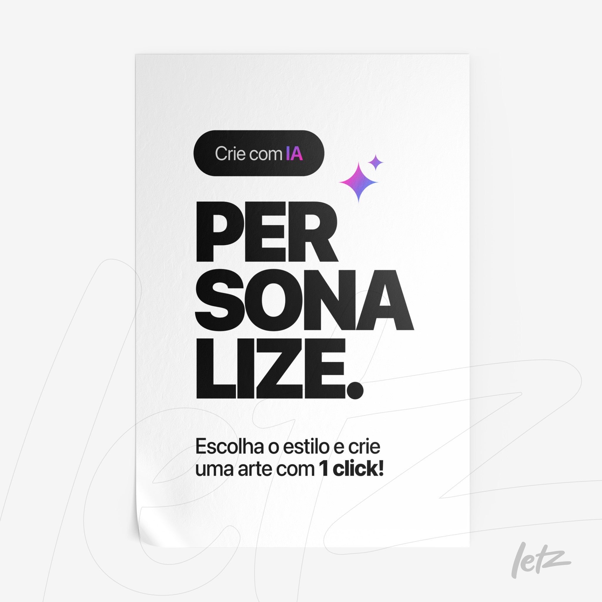 poster print featuring large bold text on white background with the word 'Personalize' and purple graphic elements