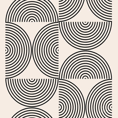 geometric art with black concentric circles on white background