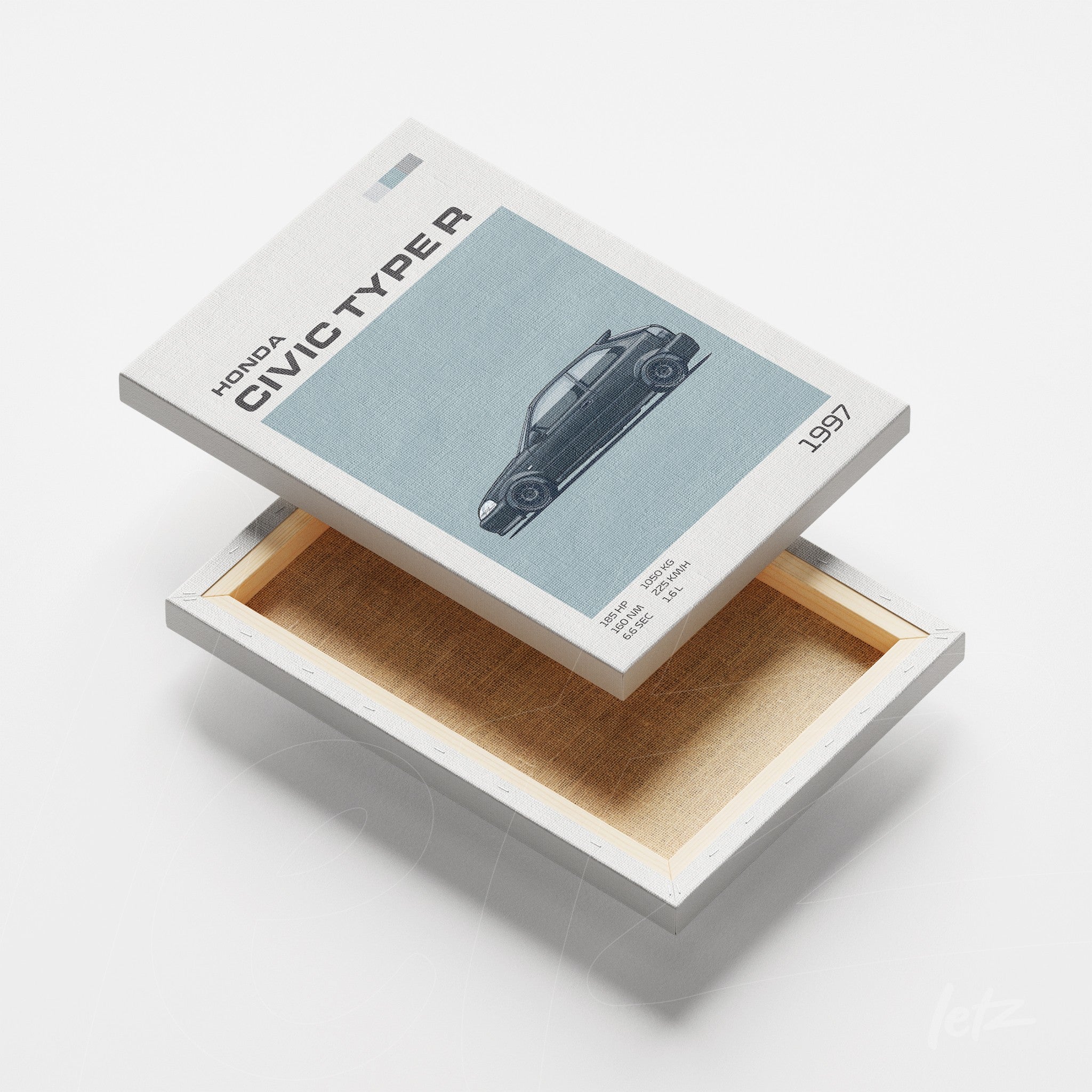 canvas print featuring retro illustration of the 1997 Honda Civic Type R