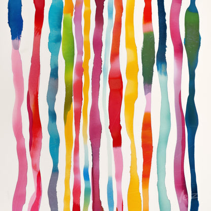 abstract art featuring vibrant vertical stripes in flowing colors