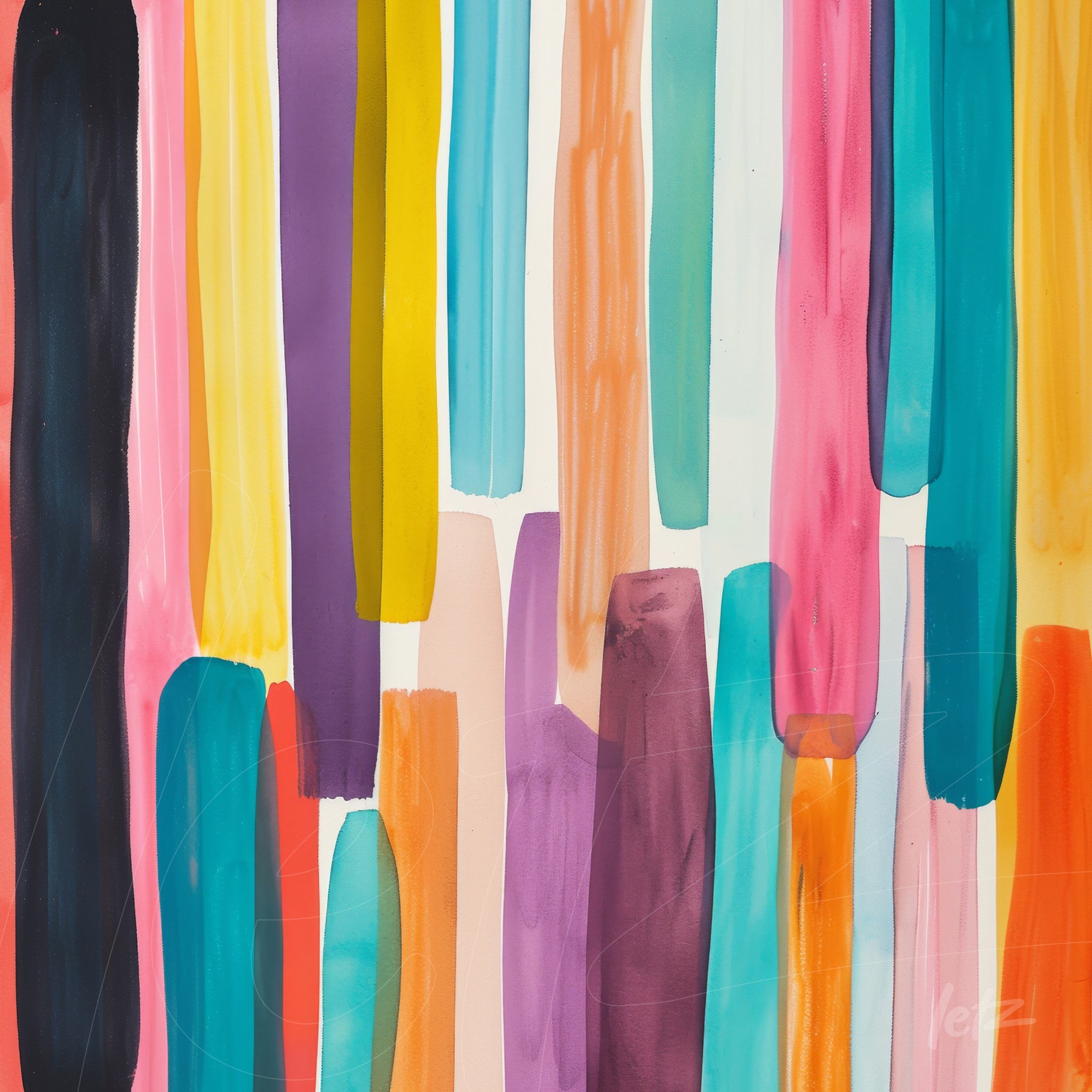 abstract art with vibrant brush strokes in bright colors on a light background