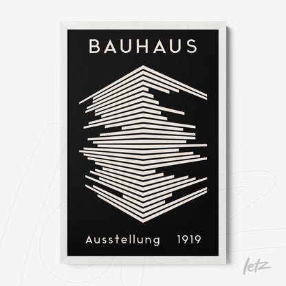 poster with geometric bauhaus style design in white frame