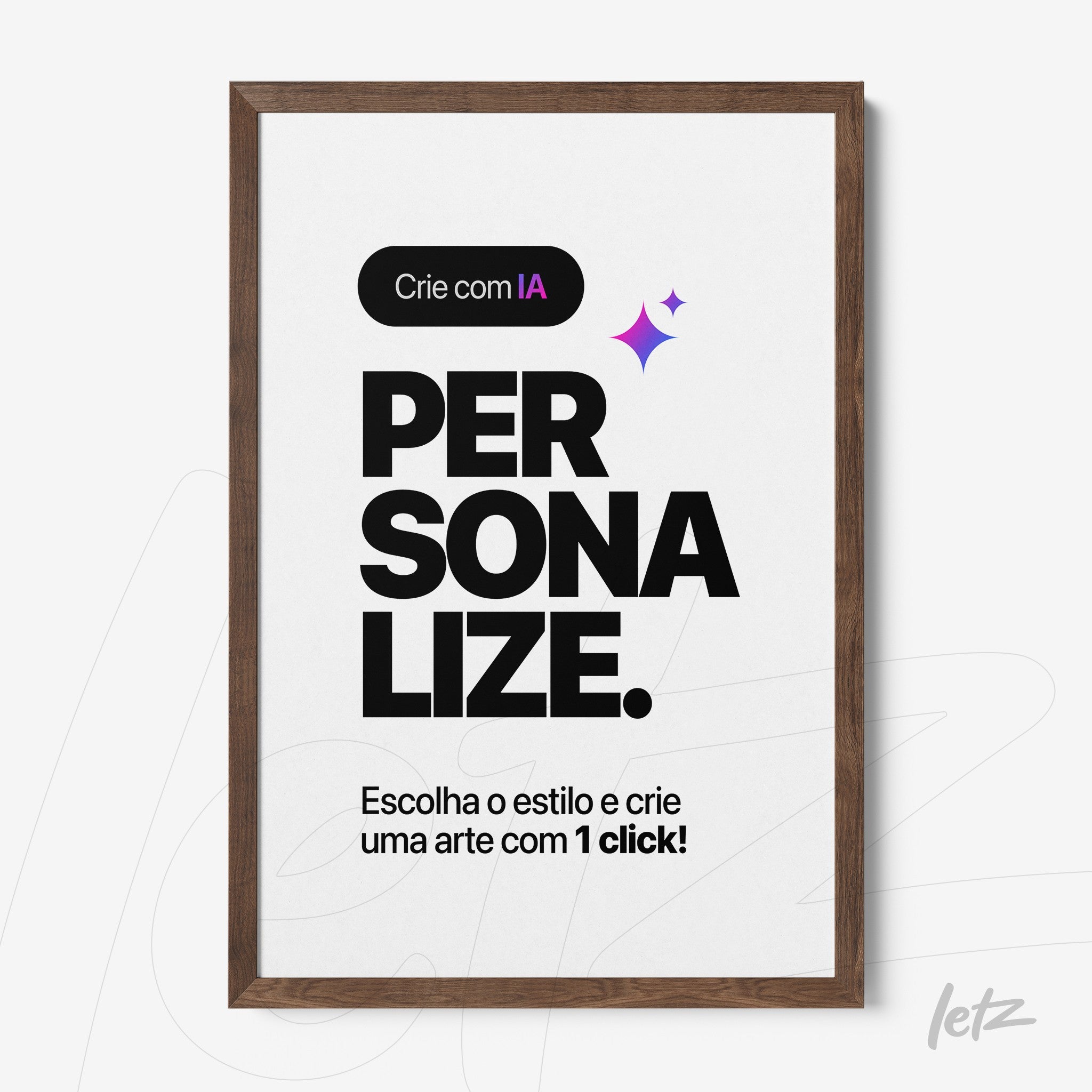 framed wall art featuring bold text emphasizing the word personalize in a dark wood frame