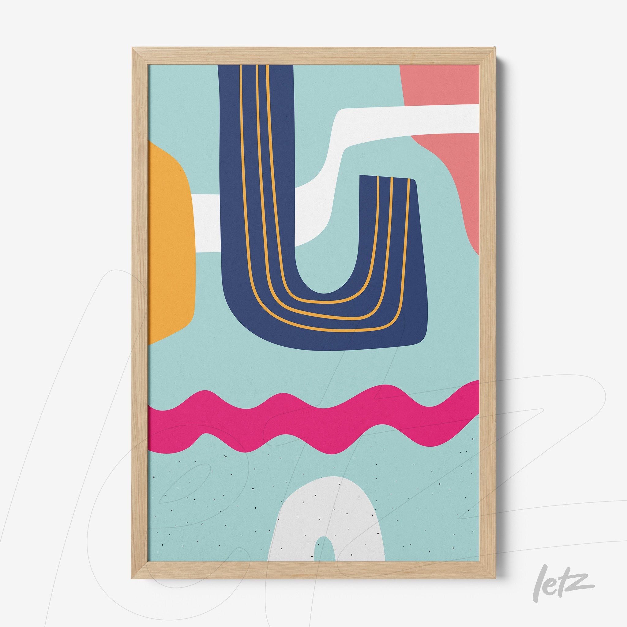 ```json
{
  "alt": "caixa natural com arte abstrata moderna em tons de azul, rosa e laranja em estilo boho",
  "alt_en": "natural wood frame with modern abstract art in blue, pink, and orange tones in boho style"
}
```