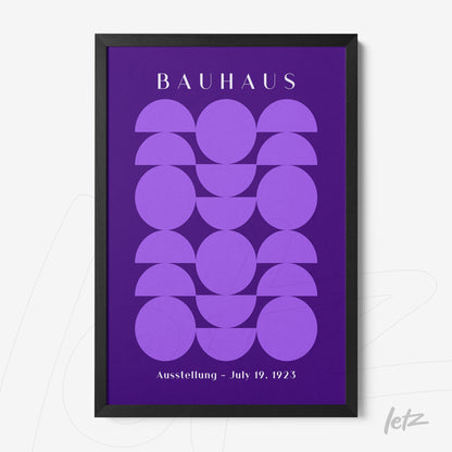 poster print with purple abstract Bauhaus style art in black frame