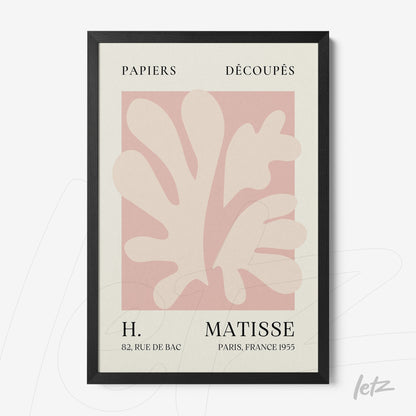 framed modern art featuring organic shapes in pink and cream colors