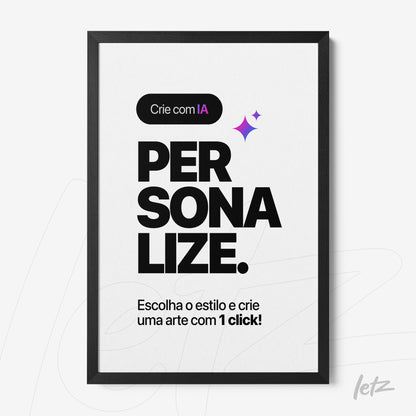 framed wall art featuring bold black text on white background emphasizing the word personalize
