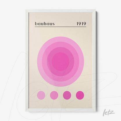 poster print featuring pink geometric design in bauhaus style with white frame