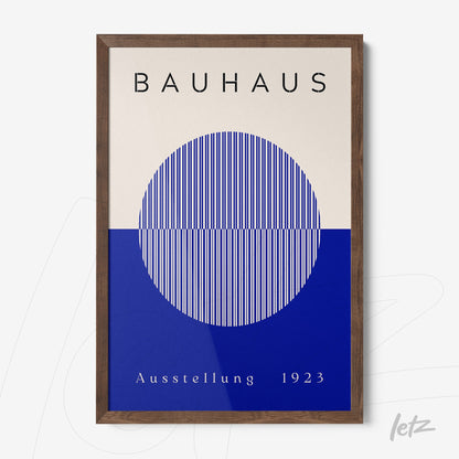 poster print with geometric Bauhaus design in dark wooden frame