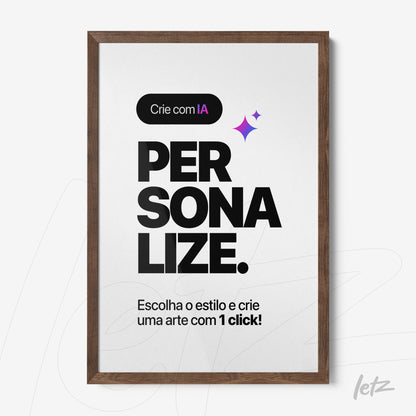 framed wall art featuring modern black typography with purple accents and light wood frame