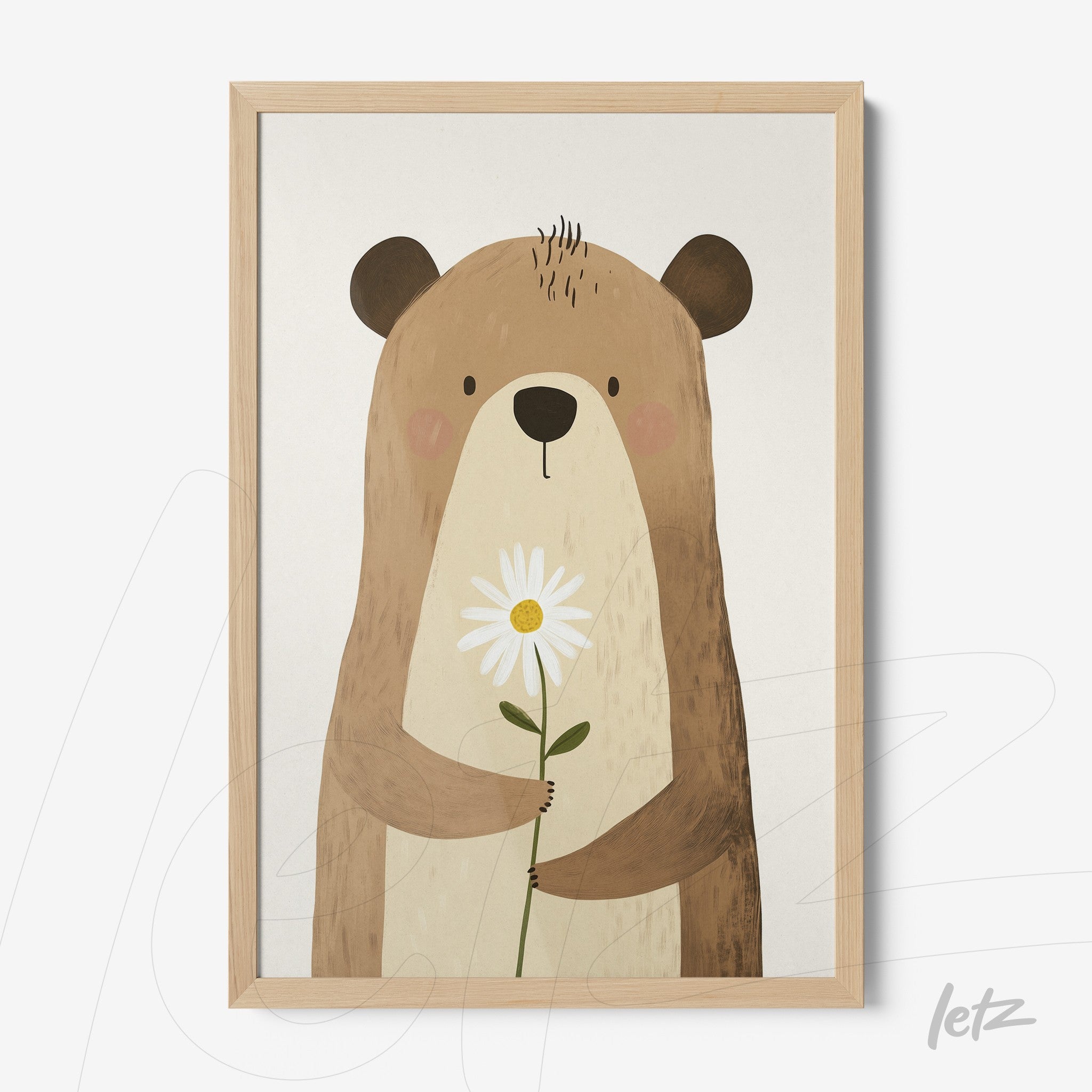 Letz Quadro Preview Caixa com Vidro Natural animais fofinhos urso 5