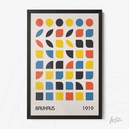 poster print featuring Bauhaus style geometric art from 1919 with black frame