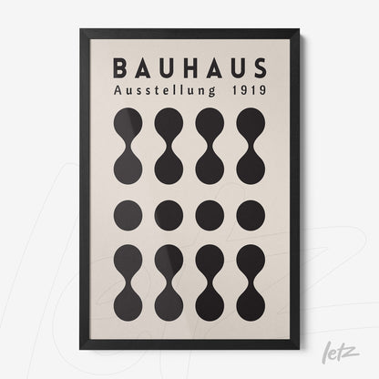 poster print featuring bauhaus-inspired geometric pattern in black frame
