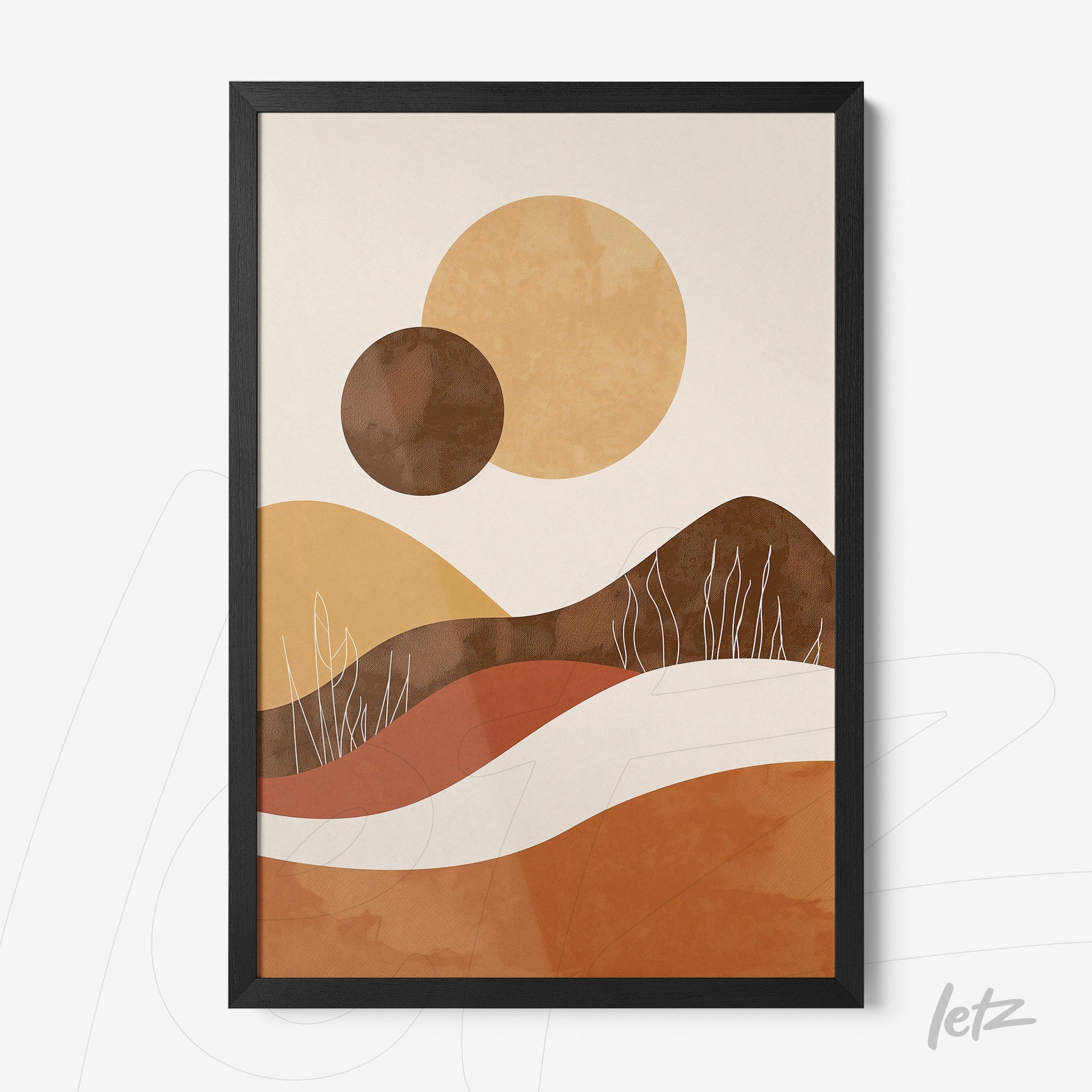 Letz-Quadro-Preview-Caixa-com-Vidro-Preta_Boho-Geometrico-Laranja-Marrom-1.jpg
