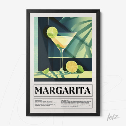modern framed wall art of margarita cocktail with black frame