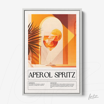 framed art print of aperol spritz cocktail with white frame