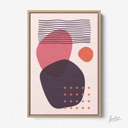 abstract geometric shapes framed art in light wood frame