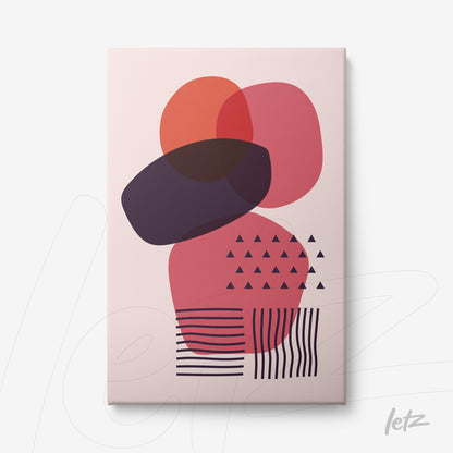 canvas with geometric shapes in pink, orange, and purple tones on a light background