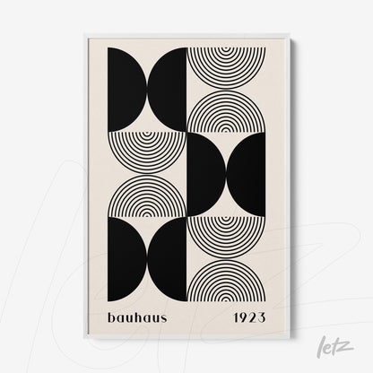 geometric bauhaus style poster art in white frame