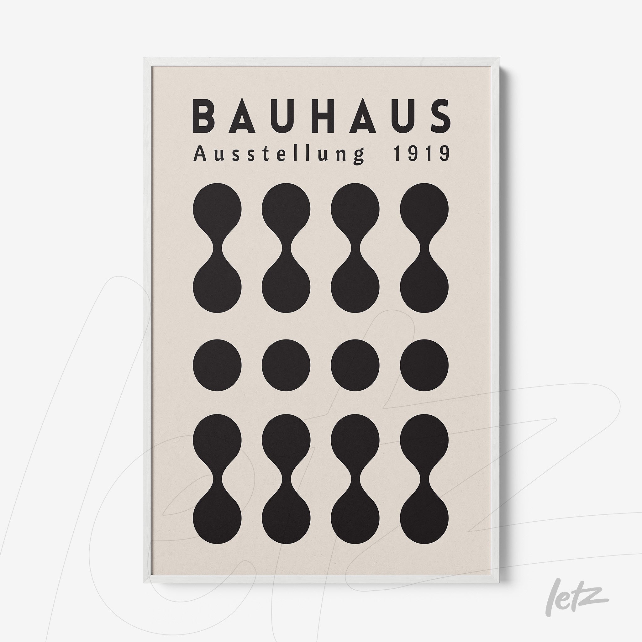 geometric bauhaus poster print with white frame