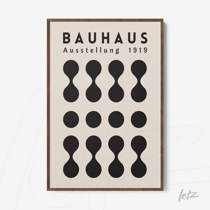 poster print with geometric design of bauhaus exhibition 1919 framed in wood