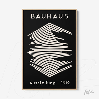 poster print with geometric bauhaus design in light wood frame