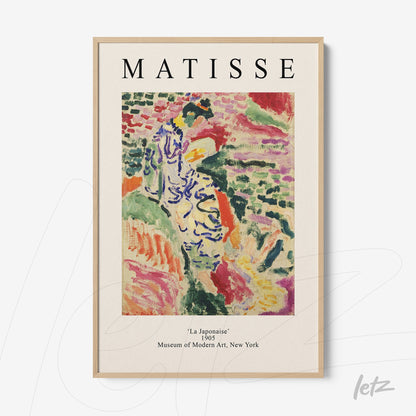decorative framed art of expressionist 'La Japonaise' by Matisse in light-colored frame