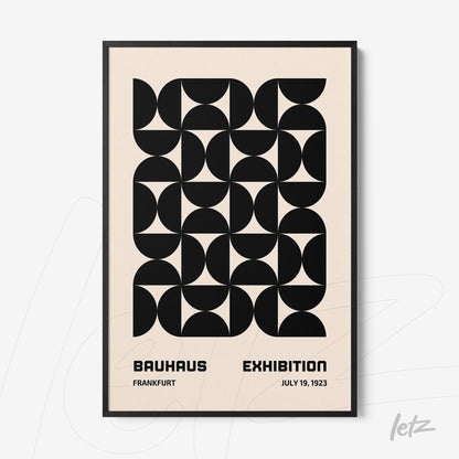 poster print featuring geometric Bauhaus design in a slim black frame