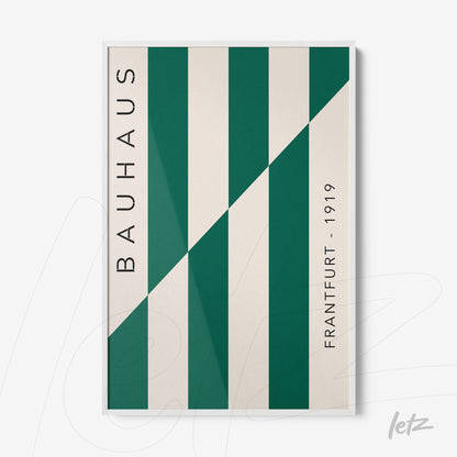 poster with geometric Bauhaus style illustration in white frame