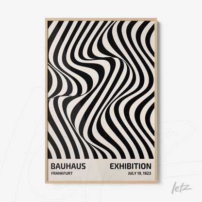 geometric black and white art poster with light frame