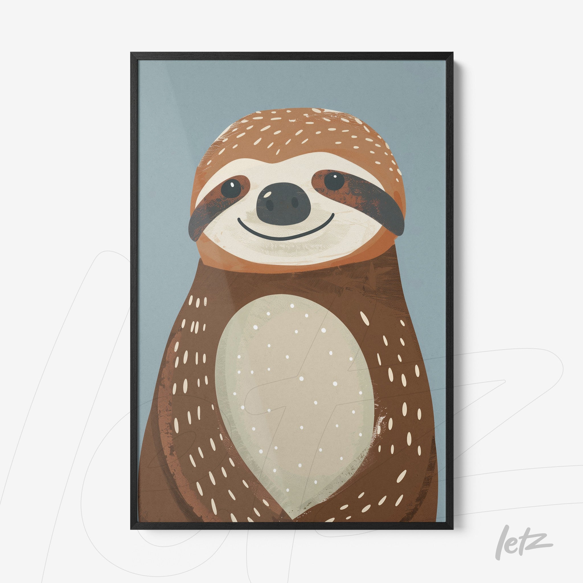 Letz-Quadro-Preview-Filete-com-Vidro-Preta_animais-fofinhos-preguica-1.jpg