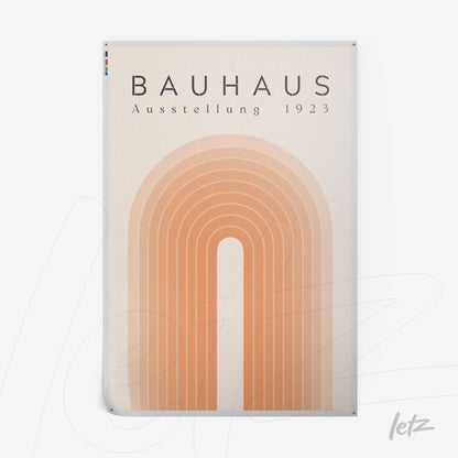 poster print featuring bauhaus style geometric design in beige and orange tones
