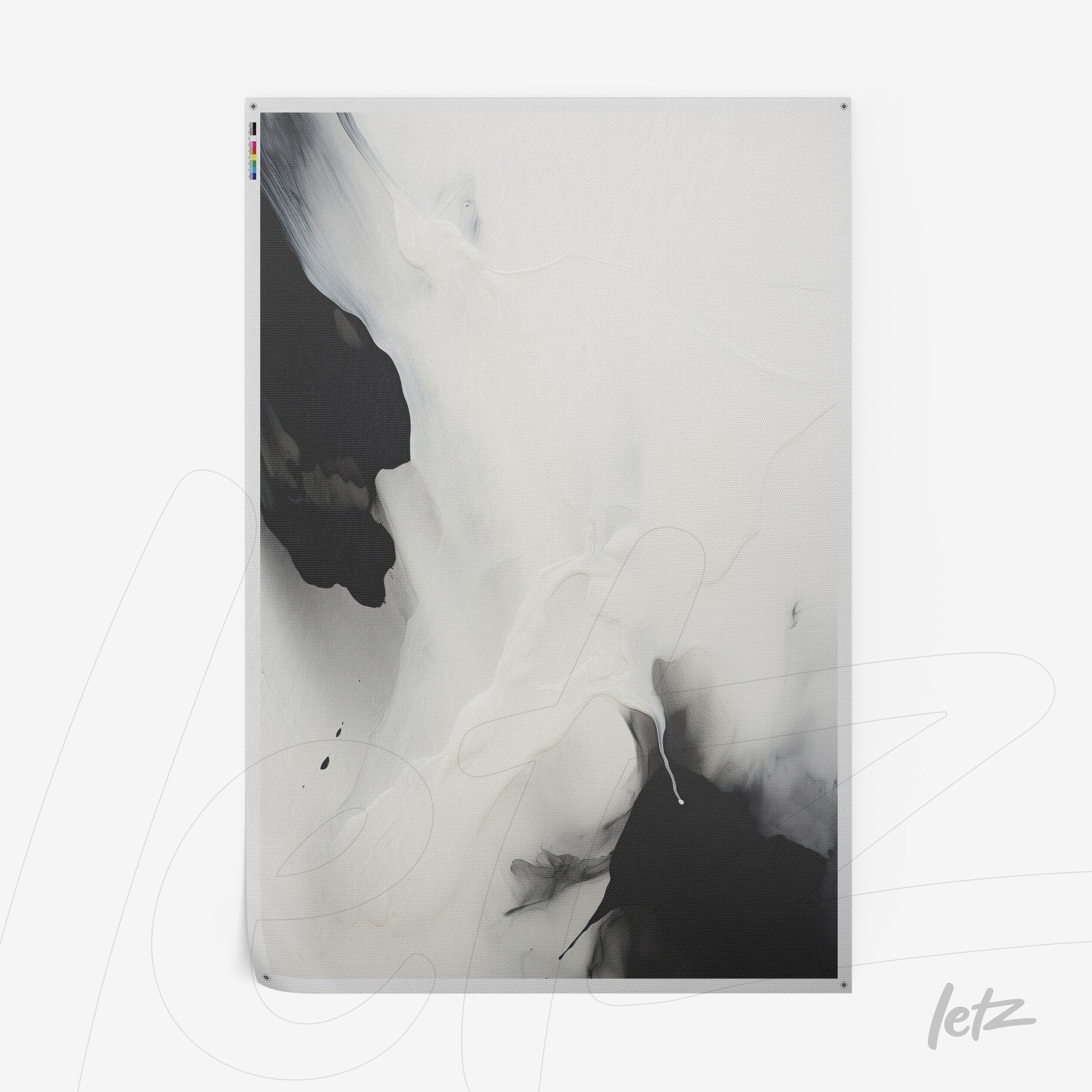 abstract wall art in black and white with smooth textures