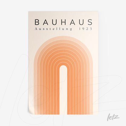 poster featuring Bauhaus design with orange-toned arch