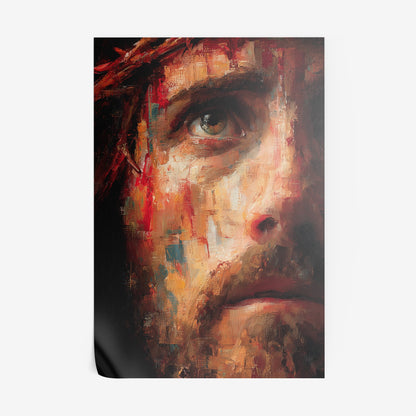 artistic portrait of a man with red hair and an intense expression in abstract style